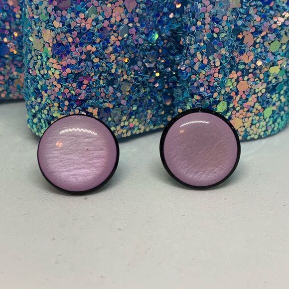 (P1) Retro Purple Dot Earrings - Picture 1 of 4